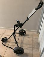 Compacte golftrolley zwart met 2 wielen en ballen opberg vak, Sports & Fitness, Golf, Comme neuf, Autres marques, Voiturette de golf