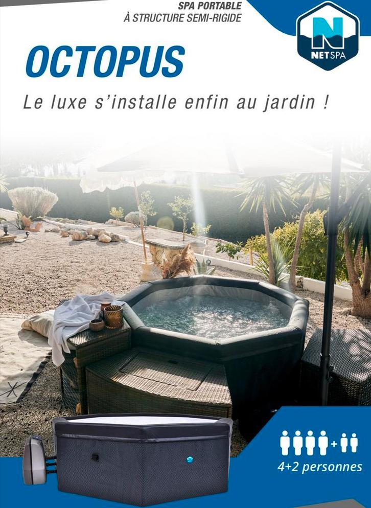 Halfstijf mini-spabad 4/6 personen (2 jaar garantie), Tuin en Terras, Zwembaden, Nieuw, Ophalen