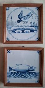 Vintage ingekaderde tegels Delfts Blauw, Ophalen of Verzenden