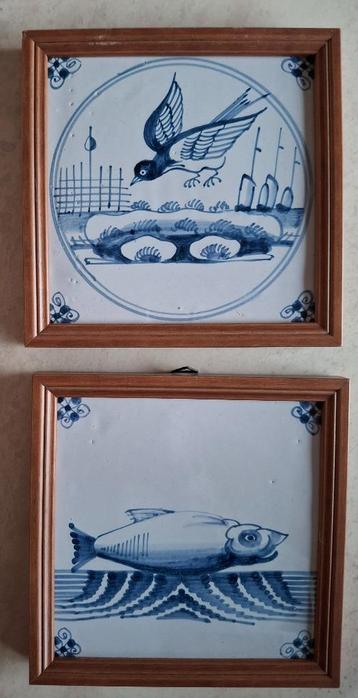 Vintage ingekaderde tegels Delfts Blauw beschikbaar voor biedingen