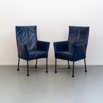 6x Montis Chaplin (eetkamer)stoelen blauw leder