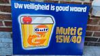 Origineel Gulf reclamebord jaren 70, Verzamelen, Ophalen, Reclamebord