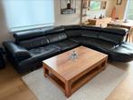 Canapé en coin noir Cuir salon, Maison & Meubles, Enlèvement, Comme neuf, Cuir