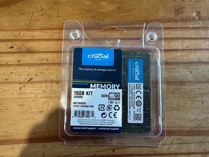 16GB Crucial ram kit voor Synology nas systemen of Laptop, Computers en Software, RAM geheugen, Zo goed als nieuw, Laptop, 16 GB