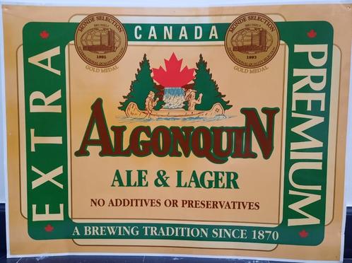 Publicité - Plaque en métal Algonquin Bière Canada, Collections, Marques & Objets publicitaires, Utilisé, Panneau publicitaire