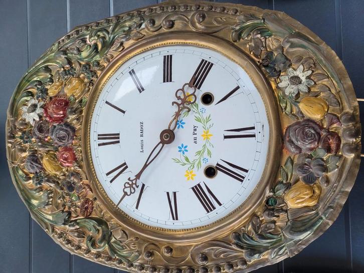 klok met bloemenslinger Louis BADOZ au Puy, Antiek en Kunst, Antiek | Klokken, Ophalen