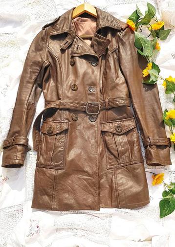 Vintage jas/trenchcoat van echt leer 