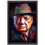 Toile portrait Winston Churchill + cadre à pâtisserie 100x15, Maison & Meubles, 75 cm ou plus, Envoi, Création originale, 125 cm ou plus