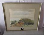 Belle aquarelle ancienne 'Old Farm' - Van Hersvelde - 1933, Antiquités & Art, Enlèvement ou Envoi