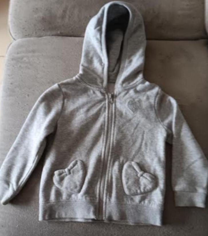 Gilet capuche gris clair fille 3-4 ans, Kinderen en Baby's, Kinderkleding | Maat 104, Gebruikt, Meisje, Setje, Ophalen of Verzenden