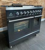 🔥 Poêle Luxe Boretti 90 cm anthracite avec pâte inox 5 foss, Gaz, Classe énergétique A ou plus économe, Enlèvement ou Envoi, Comme neuf