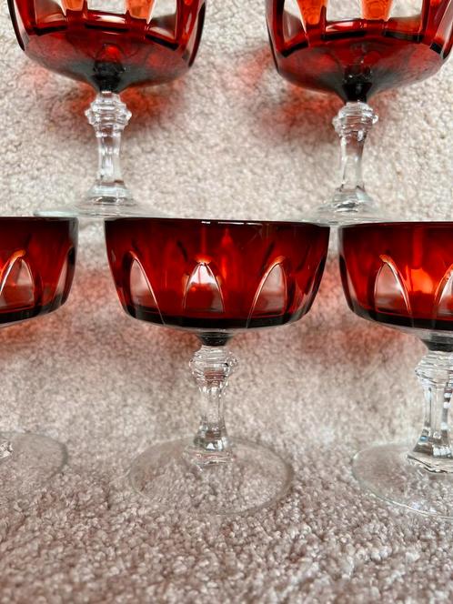 Set retro cocktailglazen van Luminarc vintage ruby red, Antiek en Kunst, Antiek | Glaswerk en Kristal, Ophalen of Verzenden