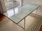 Niels Gammelgaard eettafel van glas en staal, Huis en Inrichting, Ophalen, Gebruikt, 200 cm of meer, 50 tot 100 cm
