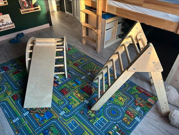 Houten Pikler Speelset – Boog, Driehoek & Glijplank/Slide, Kinderen en Baby's, Speelgoed | Houten speelgoed, Zo goed als nieuw