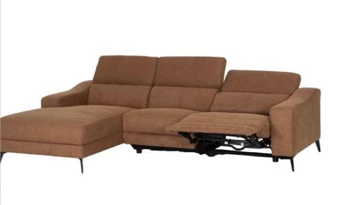 Hoeksalon Mana in veloursstof bruin, Huis en Inrichting, Zetels | Complete zithoeken, Zo goed als nieuw, Stof, Ophalen