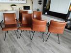 Eetkamer stoelen leder cognac kleur van Enzo Luca in zeer go, Huis en Inrichting, Ophalen, Bruin, Leer, Zo goed als nieuw