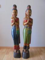 Boeddha Houten beeld Sawadee Azie Thailand 2 stuks H= 102 cm, Enlèvement ou Envoi