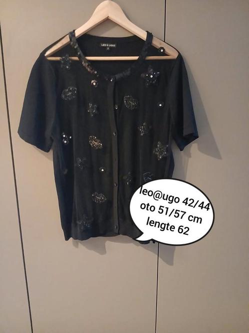Zomervestje/bloesje leo&ugo 42/44, Kleding | Dames, Truien en Vesten, Zo goed als nieuw, Maat 42/44 (L), Zwart, Ophalen of Verzenden