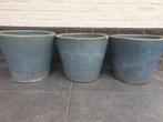 3x geglazuurde vorstbestendige ronde bloempot prachtig blauw, Tuin en Terras, Bloempotten, Ophalen, Binnen