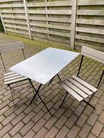Aluminium tafel 80x55 met 2 stoeltjes, Ophalen of Verzenden, Zo goed als nieuw