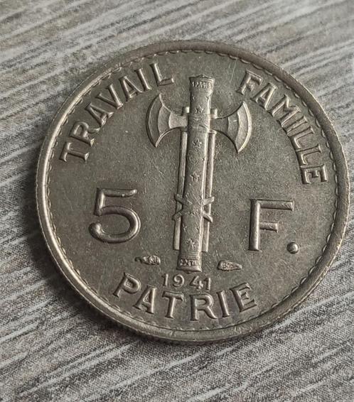 5 Francs Pétain 1941 FDC, Postzegels en Munten, Munten | Europa | Niet-Euromunten, Frankrijk, Ophalen