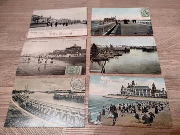 LOT: 6 vintage POSTKAARTEN OOSTENDE + postzegels 1907-1911 beschikbaar voor biedingen