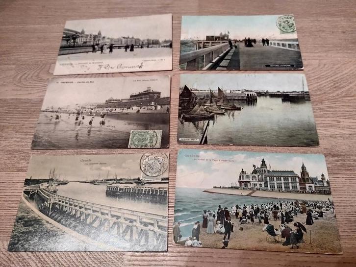 LOT: 6 vintage POSTKAARTEN OOSTENDE + postzegels 1907-1911, Verzamelen, Postkaarten | België, Gelopen, West-Vlaanderen, Voor 1920