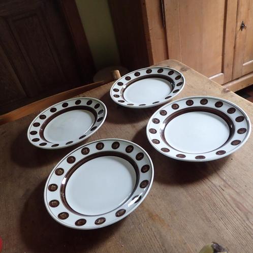 4 zeldzame Boch La Louvière platte borden, Antiek en Kunst, Antiek | Servies los, Ophalen of Verzenden