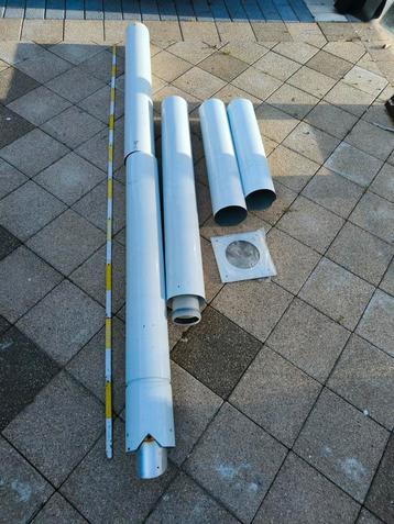 Gevel doorvoer dubbelwandig met muurplaat 4m buis 125/80mm beschikbaar voor biedingen
