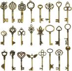 24 Stks Grote Antieke Brons Skeleton Sleutels GRATIS LEV, Antiek en Kunst, Verzenden