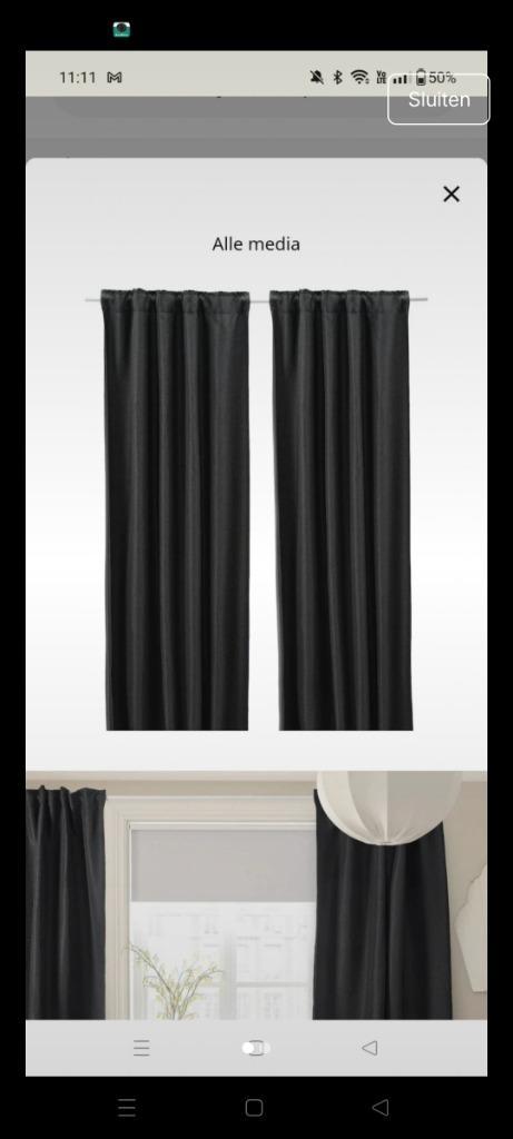 Gordijnen Ikea, Huis en Inrichting, Stoffering | Gordijnen en Lamellen, Zo goed als nieuw, 150 tot 200 cm, 100 tot 150 cm, Grijs