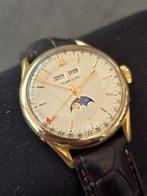 18 krt gouden Gübelin vintage triple calender moonphase, Goud, 1960 of later, Ophalen of Verzenden, Polshorloge