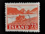 Ijsland 1952 - tractor - landbouw, Postzegels en Munten, IJsland, Ophalen of Verzenden, Gestempeld