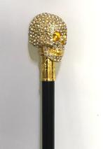 Wandelstok Swarovski Schedel Doodshoofd Goud verguld✨🤗👌, Diversen, Ophalen of Verzenden, Opvouwbaar, Nieuw