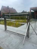 Inox/glas omheining met poortje, Ophalen, Gebruikt, Met poort