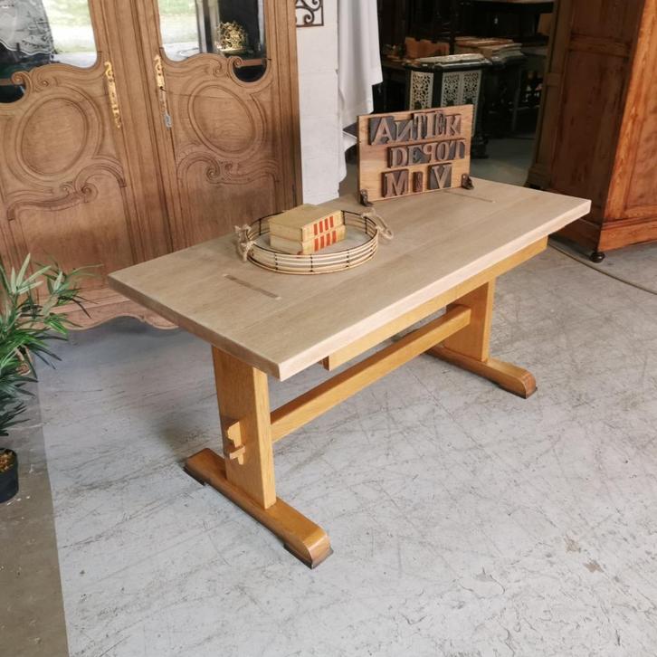 Oude eiken kloostertafel met 2 lades L 150 B 73 H 77, Antiek en Kunst, Antiek | Meubels | Tafels, Ophalen