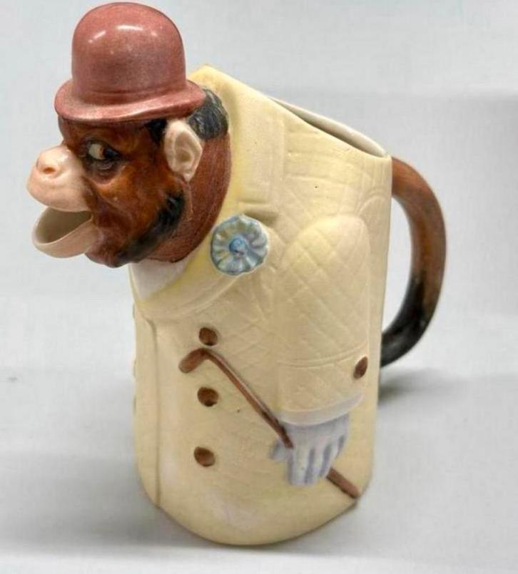 Antiek Melkkan melk-kan SCHAFER & VATER Monkey Aap Porselein, Antiek en Kunst, Antiek | Servies los, Ophalen of Verzenden
