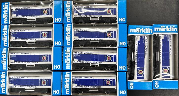 1766c. 10 Wagons couverts «Foster’s Lager » HO Märklin., Hobby & Loisirs créatifs, Trains miniatures | HO, Neuf, Wagon, Märklin