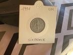 Sixpence 1951, Postzegels en Munten, Ophalen of Verzenden, Overige landen, Losse munt
