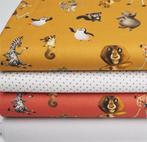 Promo! 6365)150x50cm coton Madagascar ocre rouille/ uni gris, Ophalen, 120 cm of meer, Nieuw, Katoen