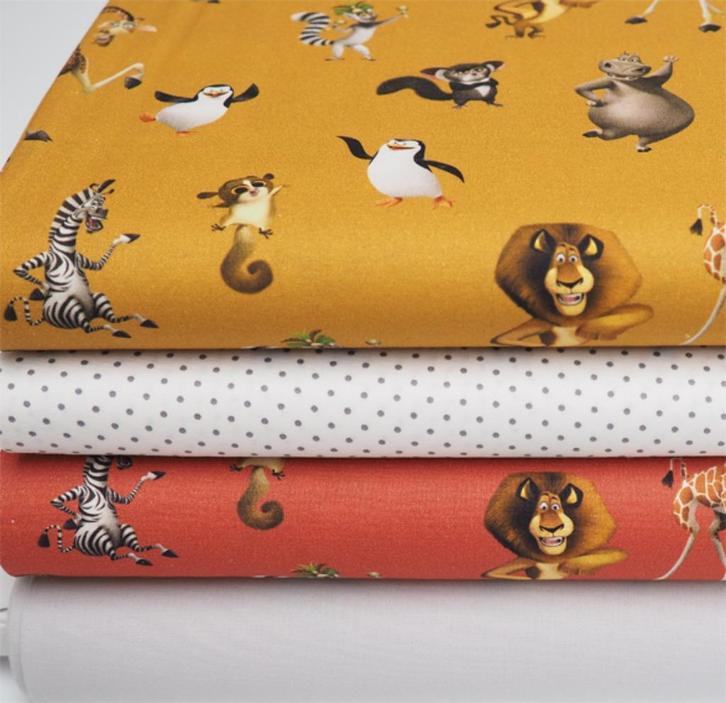 Promo! 6365)150x50cm coton Madagascar ocre rouille/ uni gris, Hobby en Vrije tijd, Stoffen en Lappen, Nieuw, Katoen, 120 cm of meer