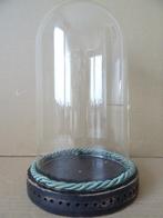 Vintage glazen stolp met houten voet 28cm stolp voor beeld, Ophalen of Verzenden, Gebruikt