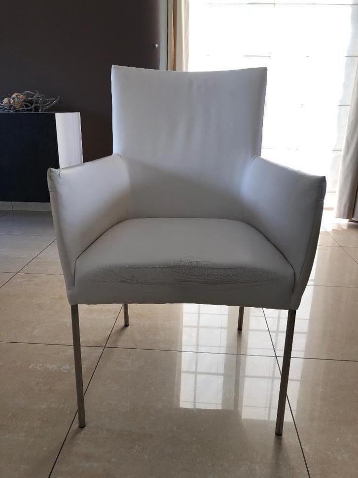 Chaises salle à manger, Maison & Meubles, Chaises, Utilisé, Cinq, Six Chaises ou plus, Cuir, Blanc, Enlèvement