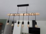 luminaire suspension vintage bois et métal à 6 flammes, Maison & Meubles, Comme neuf, Métal, 75 cm ou plus, Moderne