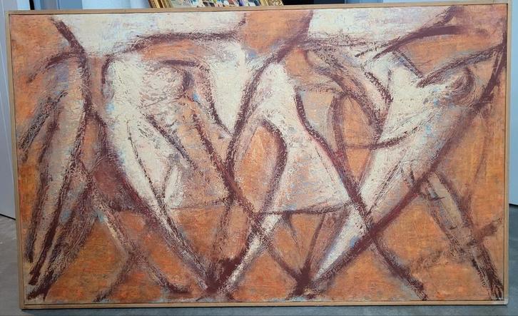 Jos VAN LANCKER,  Lijnenspel, Antiek en Kunst, Kunst | Schilderijen | Abstract, Ophalen