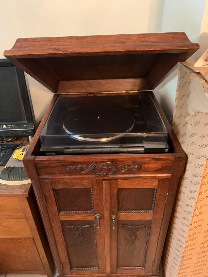 Stereo combinatie + vintage meubel, Antiek en Kunst, Antiek | Tv's en Audio, Ophalen