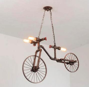 Retro verlichting hanglamp e27 - fiets pijpleiding brons