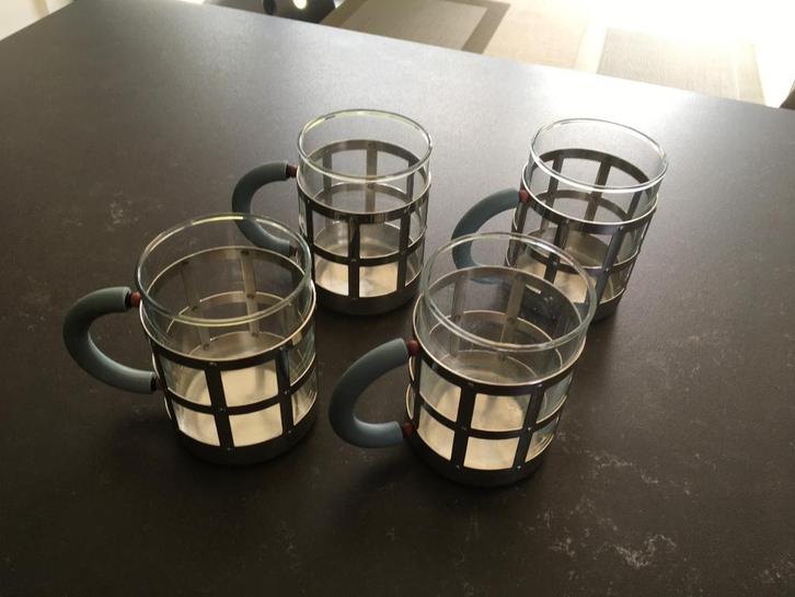 Alessi theeglazen bekers Michael Graves 2+2 stuks, Huis en Inrichting, Keuken | Servies, Gebruikt, Ophalen