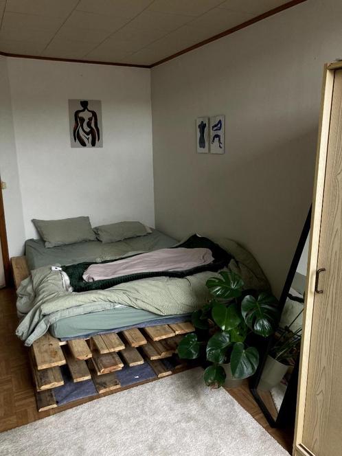 Europaletten voor twijfelaar, Huis en Inrichting, Slaapkamer | Bedden, Gebruikt, Tweepersoons, 180 cm, 220 cm, Hout, Bruin, Ophalen