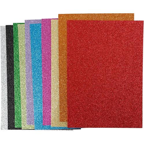 EVA Foam Vellen A4 – 10 Assorti Glitter Kleuren – 2mm Dikte, Hobby en Vrije tijd, Knutselen, Nieuw, Knutselwerk, Verzenden